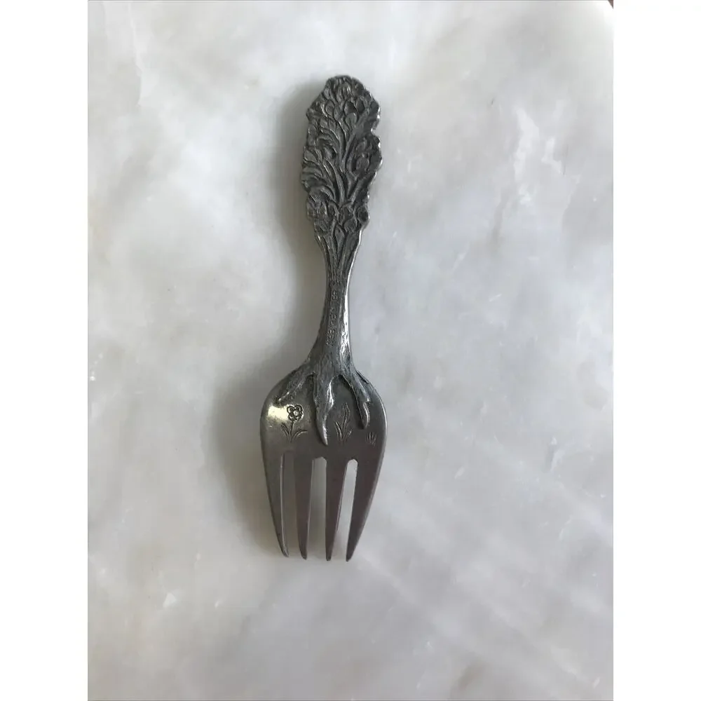 Vintage Web Silver Co Pewter Baby Fork Winnie the Pooh￼ Bear Ducks 1960s